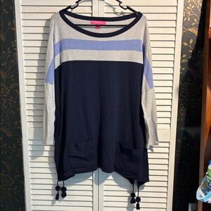 Lilly Pulitzer Navy and Gray Sweater with Blue Accents